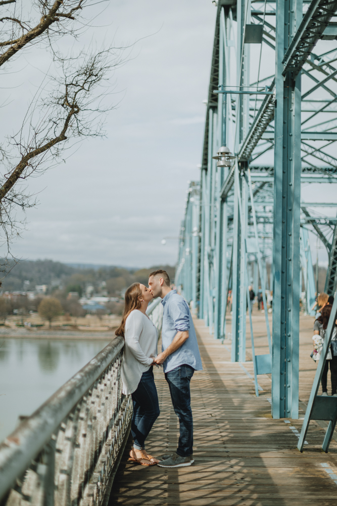 Brandon+Sydney Spring Surprise Proposal at the Walnut Street Bridge in Chattanooga, TN.